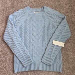 New with Tags Women’s Light Blue Cable Knit Pullover Sweater Size Small